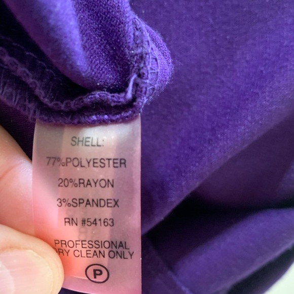 Calvin Klein Purple Dress 3/4 Sleeve Pleats - Picture 7 of 7